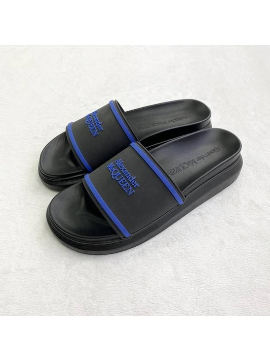 Blue Logo Slide Slippers 627188W4N40 - ALEXANDER MCQUEEN - BALAAN 1