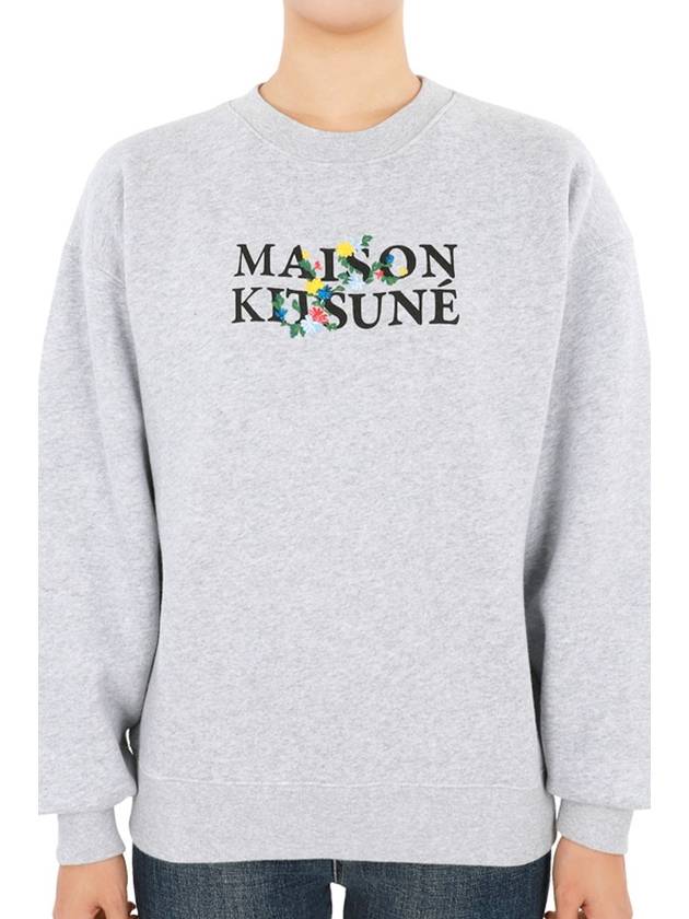 Flowers Comfort Sweatshirt Light Grey Melange - MAISON KITSUNE - BALAAN 3