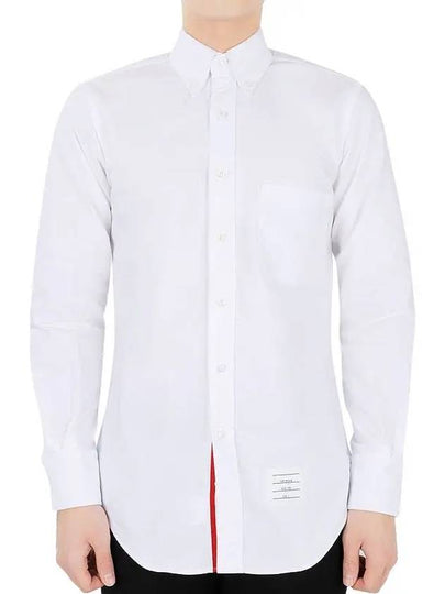 Oxford Grosgrain Placket Cotton Long Sleeve Shirt White - THOM BROWNE - BALAAN 2