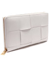 Intrecciato Zipper Around Long Wallet White - BOTTEGA VENETA - BALAAN 4