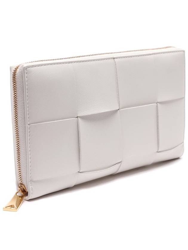 Intrecciato Zipper Around Long Wallet White - BOTTEGA VENETA - BALAAN 4