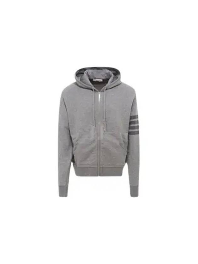 Men's Diagonal Armband Loopback Relaxed Fit Zip Up Hoodie Grey - THOM BROWNE - BALAAN 2