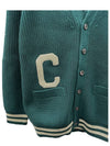 College Logo Patch Wool Long Cardigan Green - CELINE - BALAAN 7