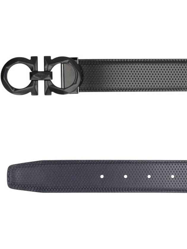 Gancini Buckle Reversible Leather Belt Navy Black - SALVATORE FERRAGAMO - BALAAN 5