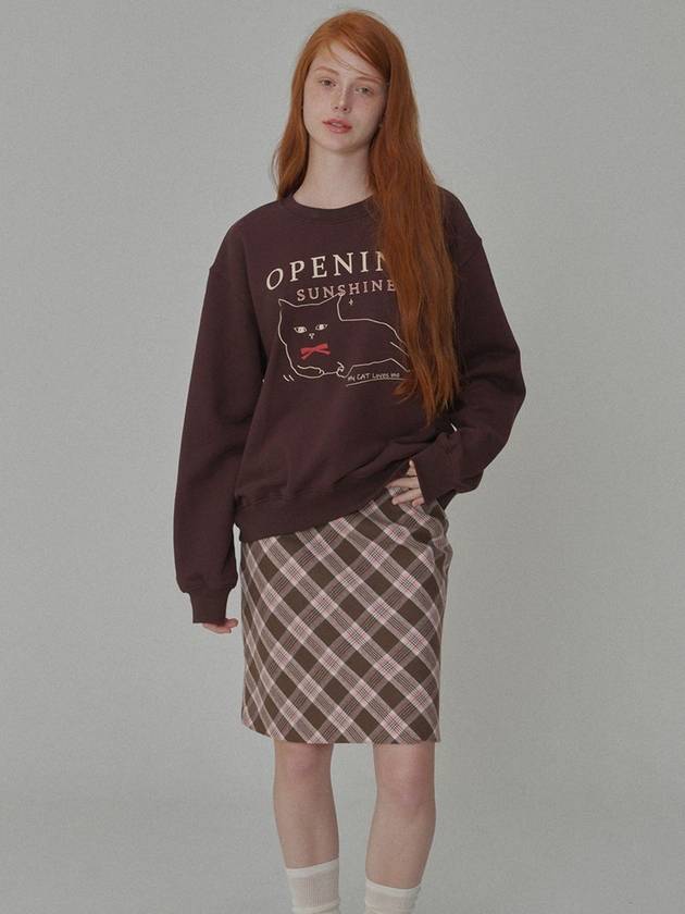 Oblique Check Patterned Medium Skirt Brown - OPENING SUNSHINE - BALAAN 4