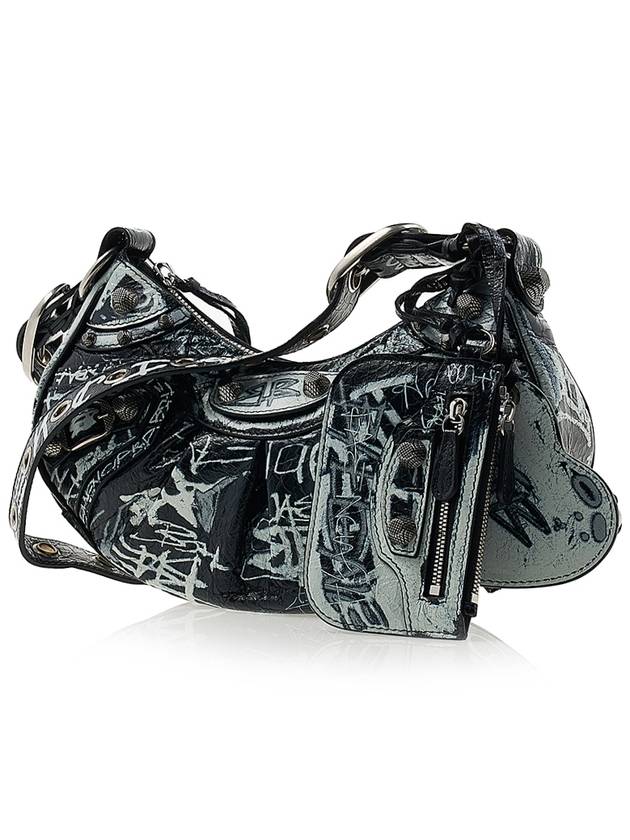 Le Cagole XS Graffiti Lambskin Shoulder Bag Black - BALENCIAGA - BALAAN 3