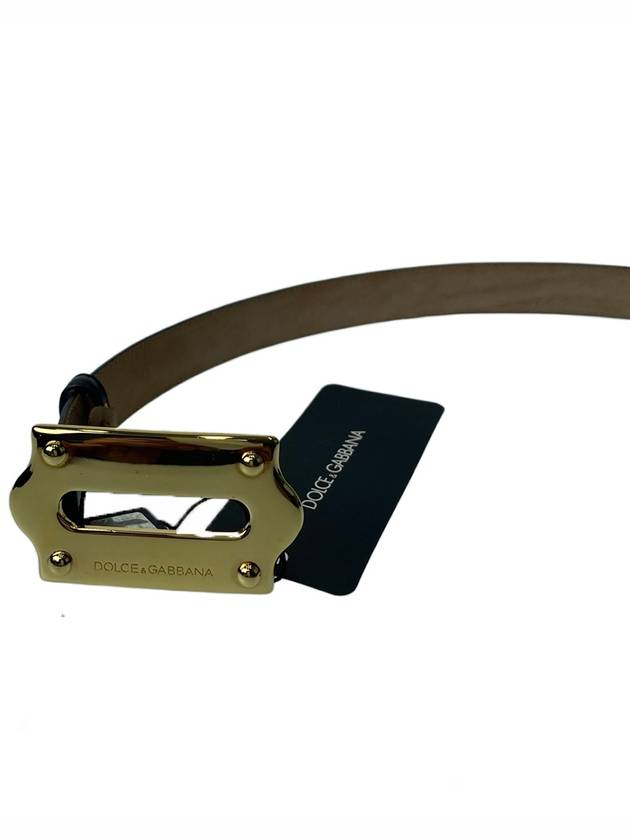 Gold Buckle Skinny Belt Black - DOLCE&GABBANA - BALAAN 7