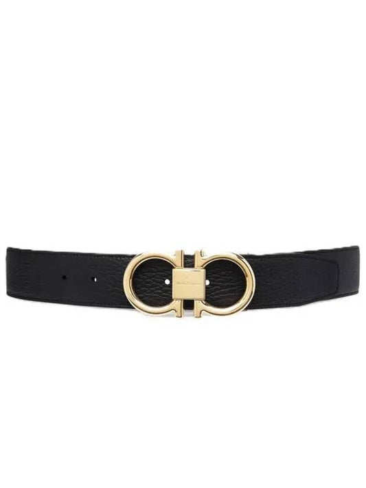 Gancini Reversible Adjustable Calfskin Leather Belt Black Brown - SALVATORE FERRAGAMO - BALAAN 2