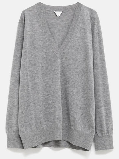 V neck cashmere knit top gray - BOTTEGA VENETA - BALAAN 2