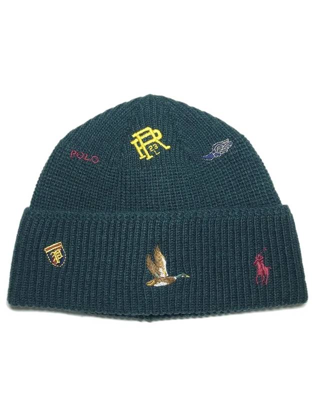 Men's Wool Embroidered Logo Beanie Green - POLO RALPH LAUREN - BALAAN 1