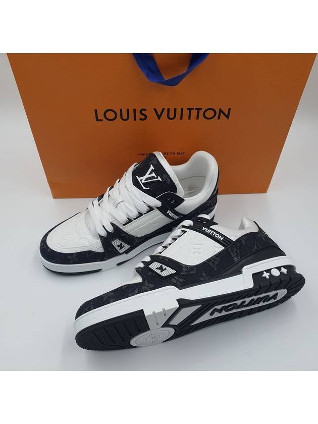 Men's LV Trainer Monogram Denim Low Top Sneakers Black White - LOUIS VUITTON - BALAAN 7