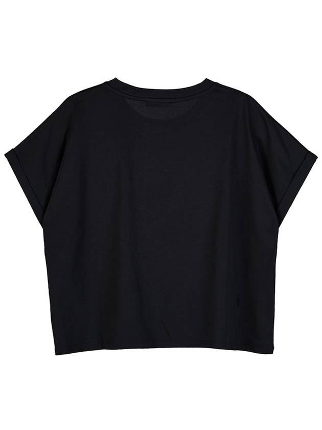 Logo Print Cropped Cotton Short Sleeve T-Shirt Black - BALMAIN - BALAAN 3