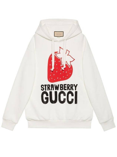 Strawberry Cotton Hoodie White - GUCCI - BALAAN 1