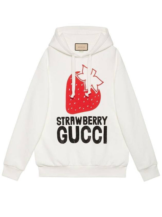 Strawberry Cotton Hooded Top White - GUCCI - BALAAN 1