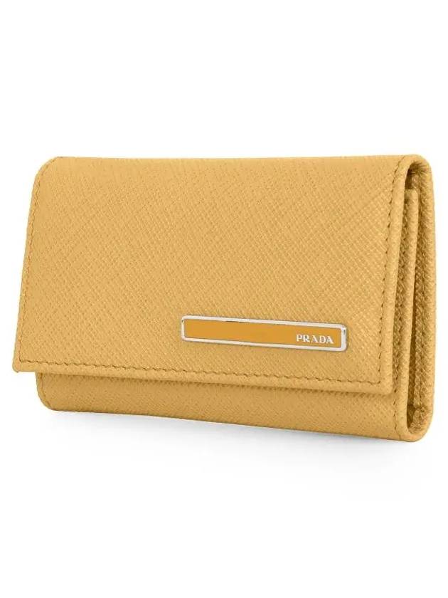 Saffiano Metal Logo Key Holder Yellow - PRADA - BALAAN 5