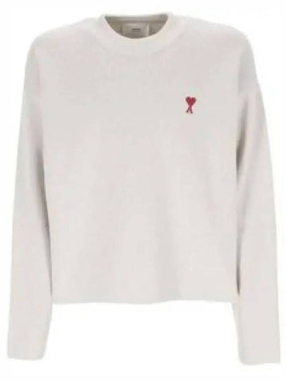 De Coeur Small Heart Logo Knit Top Light Grey - AMI - BALAAN 2