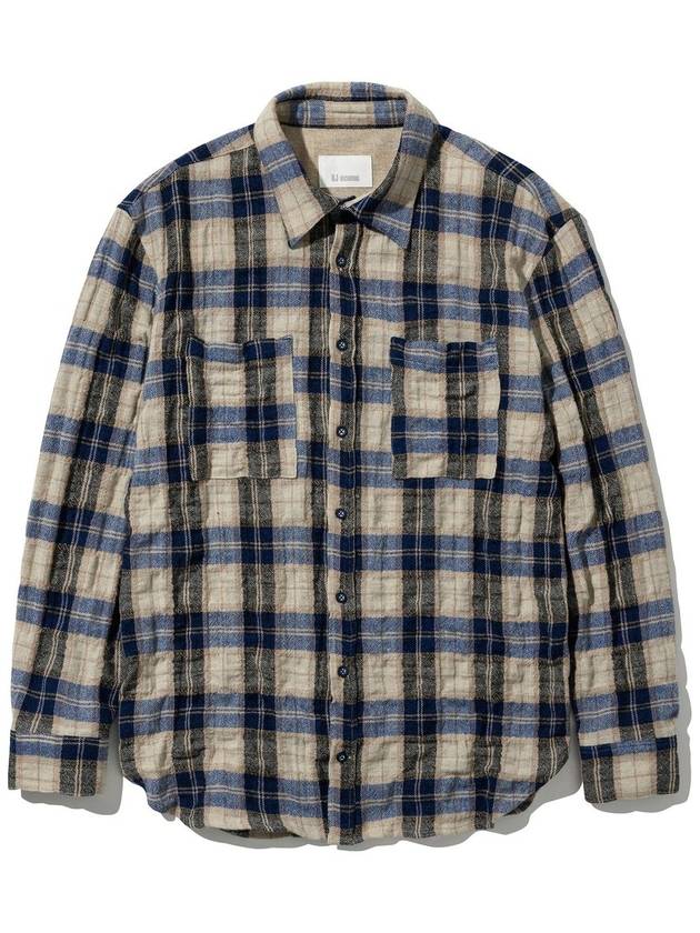 Wool Check Washed Shirt Blue - UJBECOMING - BALAAN 1