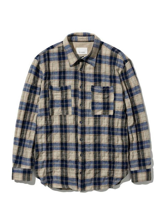 Wool Check Washed Shirt Blue - UJBECOMING - BALAAN 1