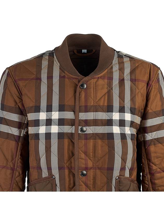 Check Stripe Quilted Bomber Jacket Brown - BURBERRY - BALAAN 5