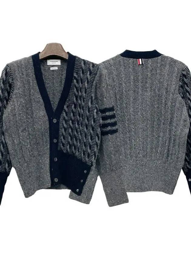 Diagonal Funmix Donegal Cable Cardigan 35817333 270582 1095232 - THOM BROWNE - BALAAN 1