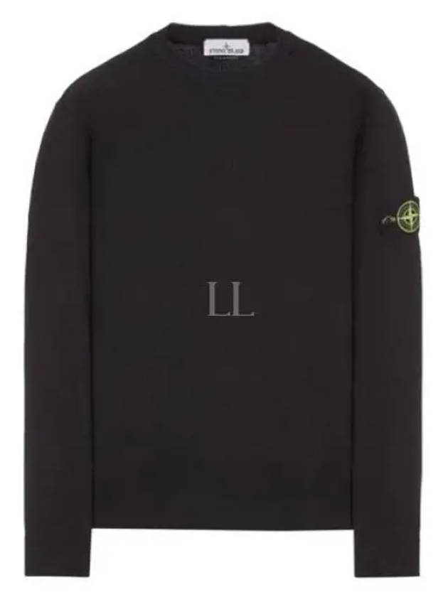 Men's Wappen Patch Crewneck Knit Sweatshirt Black - STONE ISLAND - BALAAN 2