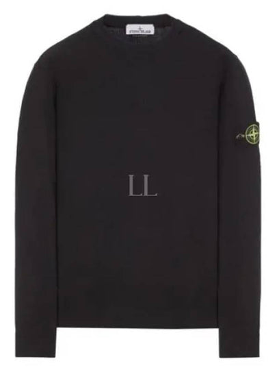 Men's Wappen Patch Crewneck Knit Sweatshirt Black - STONE ISLAND - BALAAN 2