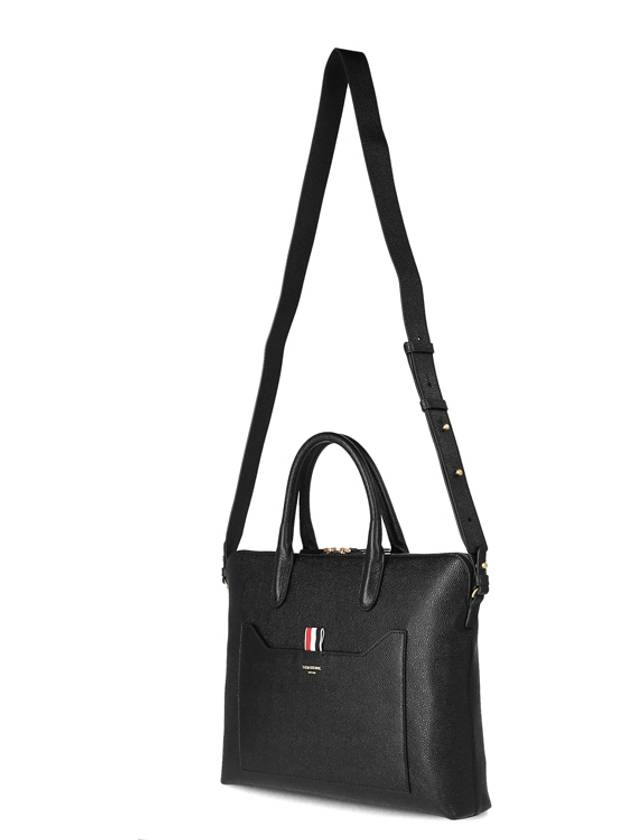 Pebble Grain Leather Slim Briefcase Black - THOM BROWNE - BALAAN 5