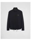 Triangle Logo Shirt Zip Up Jacket Black - PRADA - BALAAN 2