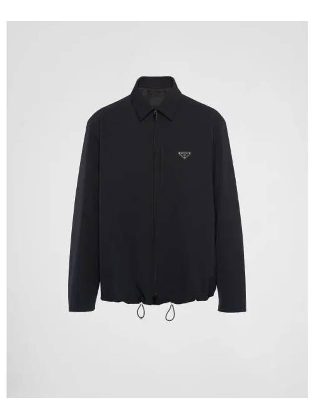 Triangle Logo Shirt Zip Up Jacket Black - PRADA - BALAAN 2