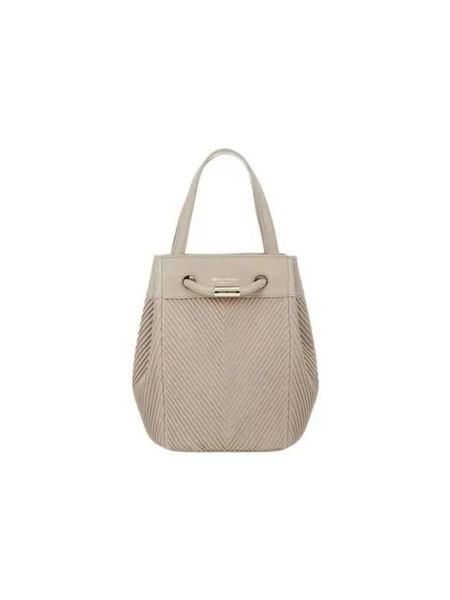 Women s Chevron Ribbed Leather Bucket Bag Taupe 270596 - GIORGIO ARMANI - BALAAN 1