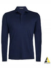 Men's Lightweight Fine Wool Polo Long Sleeve T-Shirt Navy - G/FORE - BALAAN 2