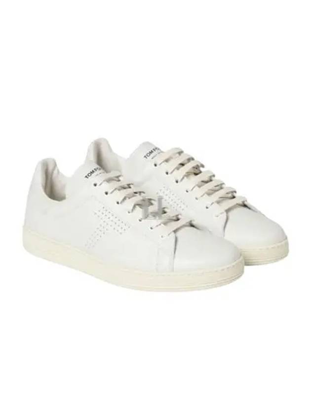 Men's Leather Low Top Sneakers White - TOM FORD - BALAAN 2