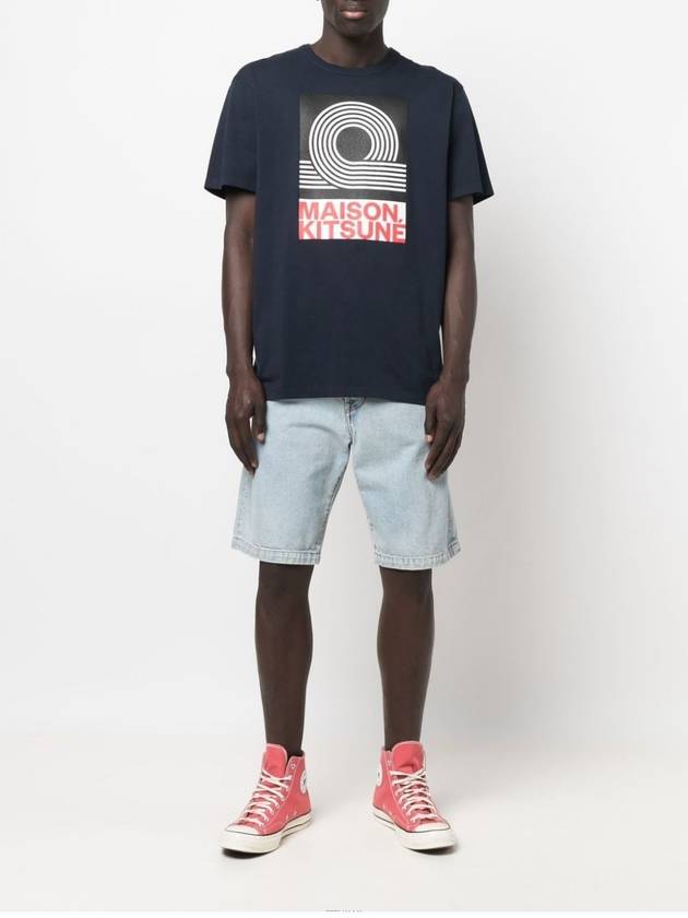 Black Anthony Burrill Logo Classic Cotton Short Sleeve T-Shirt Navy - MAISON KITSUNE - BALAAN 3