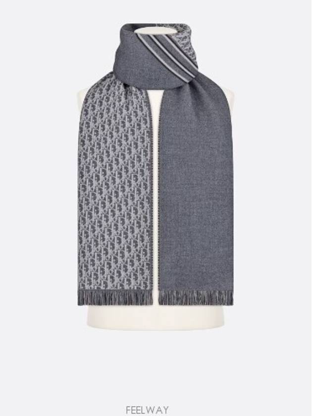 Oblique Wool Muffler Grey - DIOR - BALAAN 4