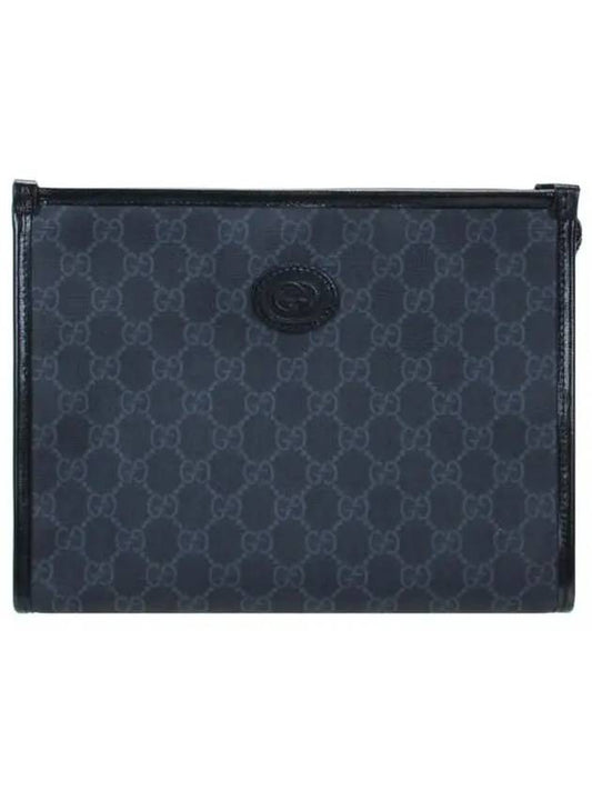 Interlocking G Canvas Clutch Bag Black - GUCCI - BALAAN.