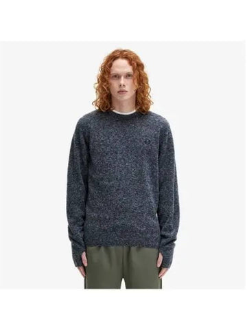 Fred Perry Sport Boucle Crew Neck Knit Navy AFPM243K553 X55 - FRED PERRY - BALAAN 1