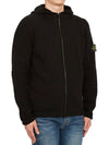 Logo Patch Hooded Lamb Wool Cardigan Black - STONE ISLAND - BALAAN 5