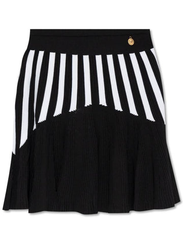 Balmain Striped Pattern Skirt, Women's, Black - BALMAIN - BALAAN 1