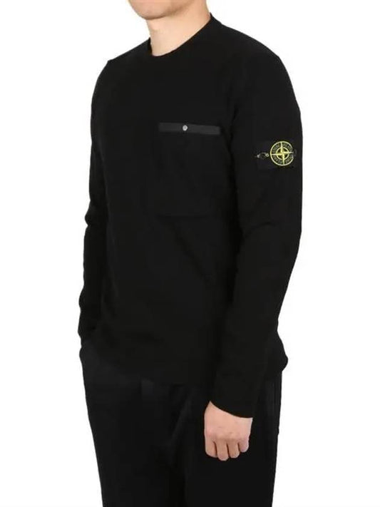 Wappen Patch Low Pocket Knit Top Black - STONE ISLAND - BALAAN 2