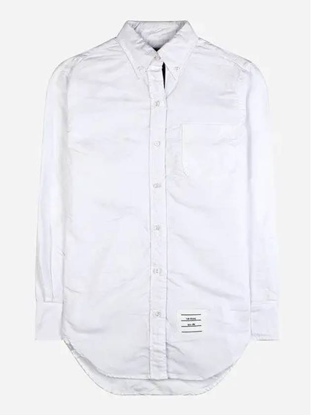 Button Down Cotton Oxford Long Sleeve Shirt White - THOM BROWNE - BALAAN 2