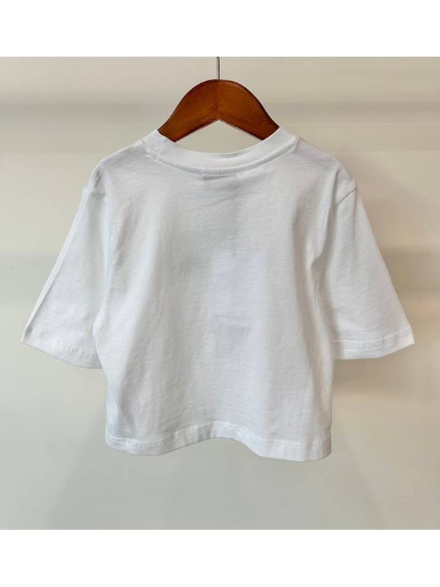 Kids Crop T Shirt F4MSJGTH210 White Girls 6 8 10A - MSGM - BALAAN 4