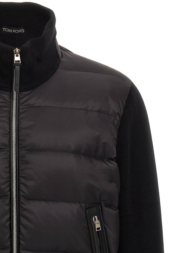 Padded Panel Knit Zip-Up Jacket Black - TOM FORD - BALAAN 4