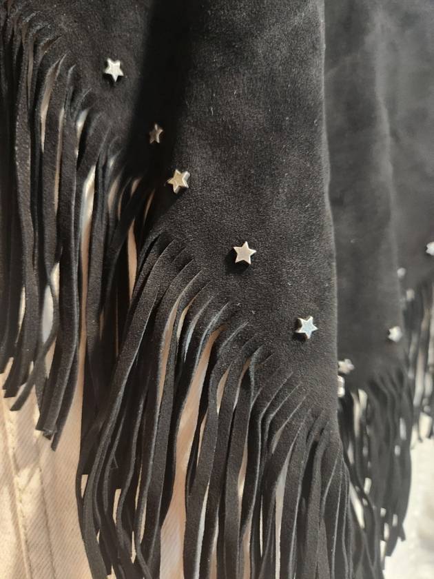 black triangle suede tassel scarf - SAINT LAURENT - BALAAN 8