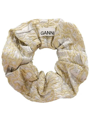 A6432 012 Metallic Hair Gold and Silver Scrunchie - GANNI - BALAAN 1