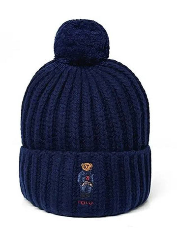 POLO RALPHLAUREN WC0522 433 Bear Rib Pom Beanie - POLO RALPH LAUREN - BALAAN 1