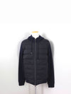 Men's Quilted Knit Down Hooded Jacket Navy - HERNO - BALAAN.