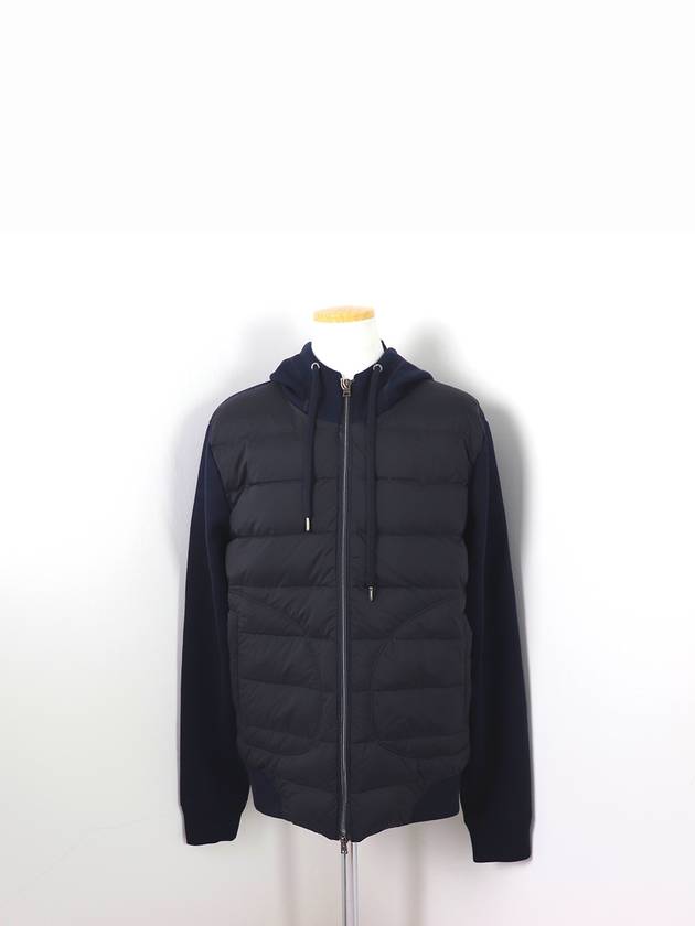 Knit Down Hooded Jacket Navy - HERNO - BALAAN 4