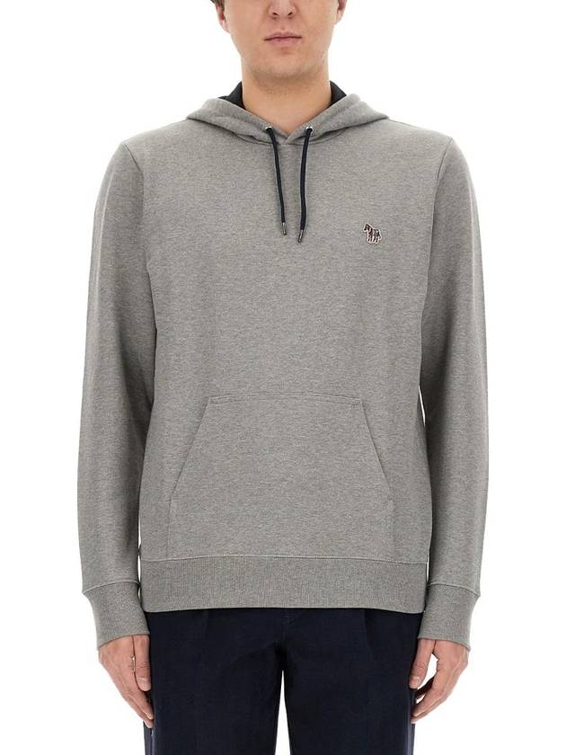 Zebra Patch Cotton Hoodie Grey - PAUL SMITH - BALAAN 11