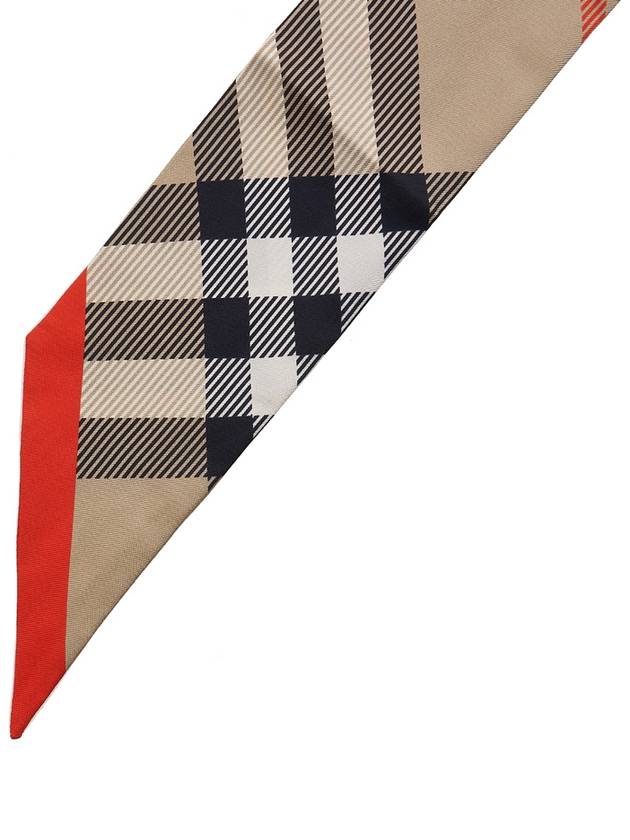 Check Red Hem Silk Scarf Beige - BURBERRY - BALAAN 5