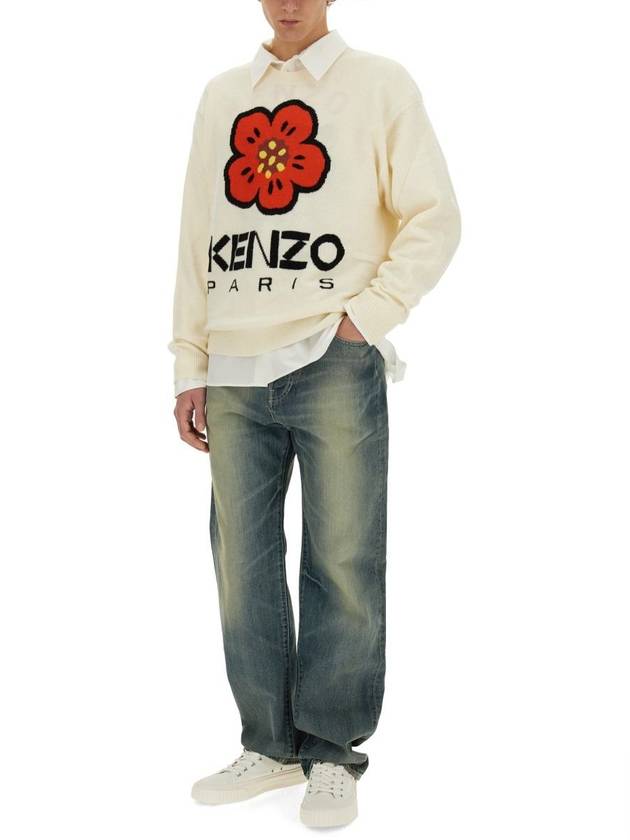 Boke Flower Merino Wool Knit Top Off White - KENZO - BALAAN 3